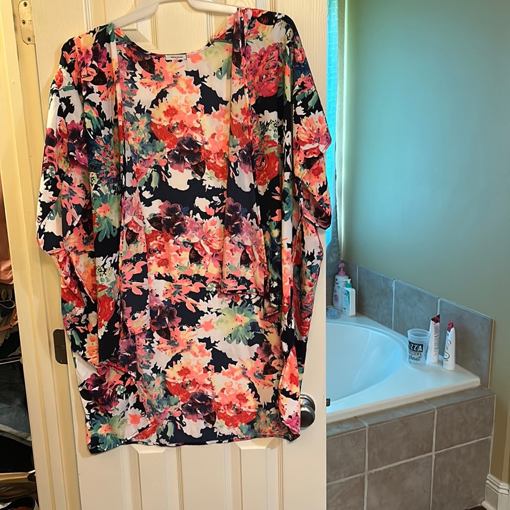Multi colored floral oversized cardigan